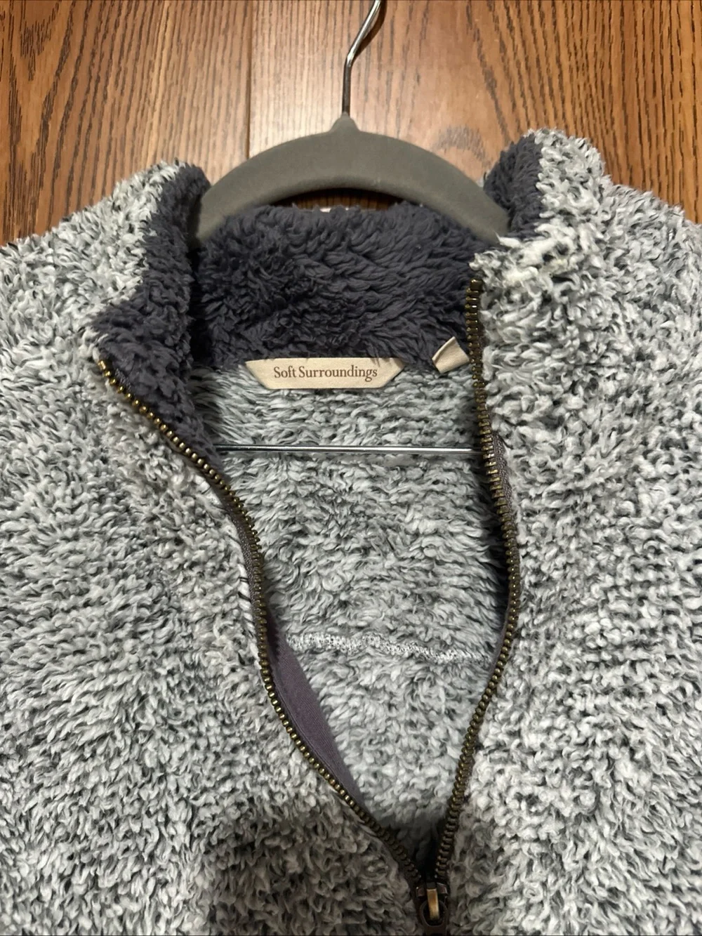 Cozy Plush Half-Zip Sweater - Gray soft surroundings size L - Picture 4 of 5